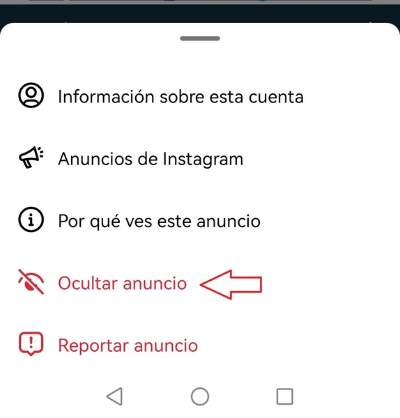 Tips de Instagram: ocultar anuncio específico