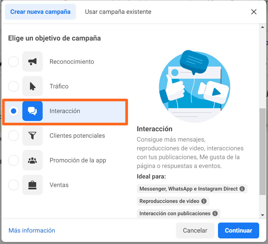 Cómo utilizar el administrador de anuncios de Instagram: interacción