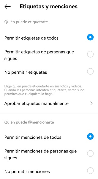 Tips de Instagram: permitir etiquetas
