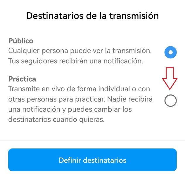 Tips de Instagram: destinatarios de la transmisión