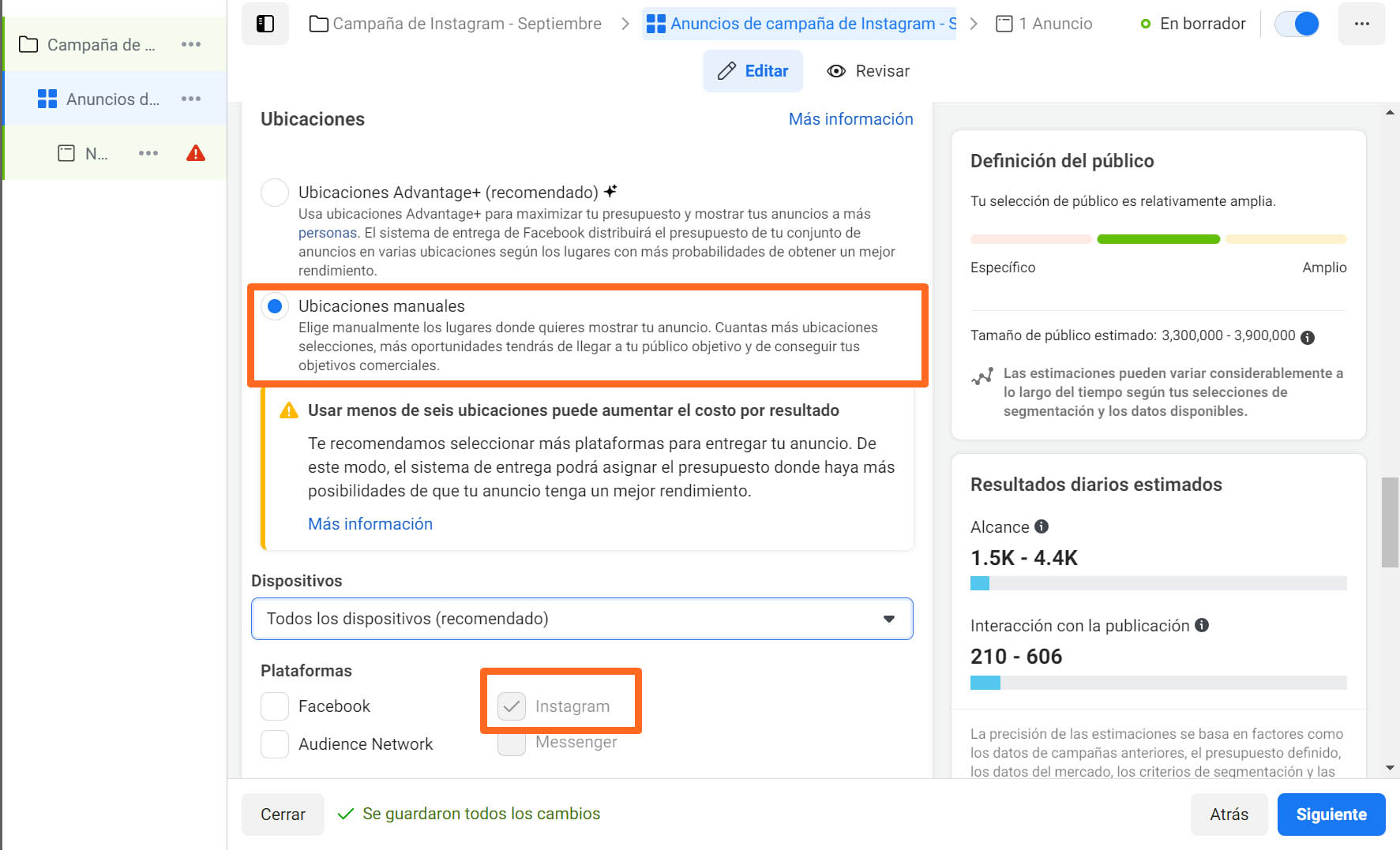 Cómo utilizar el administrador de anuncios de Instagram: ubica el anuncio