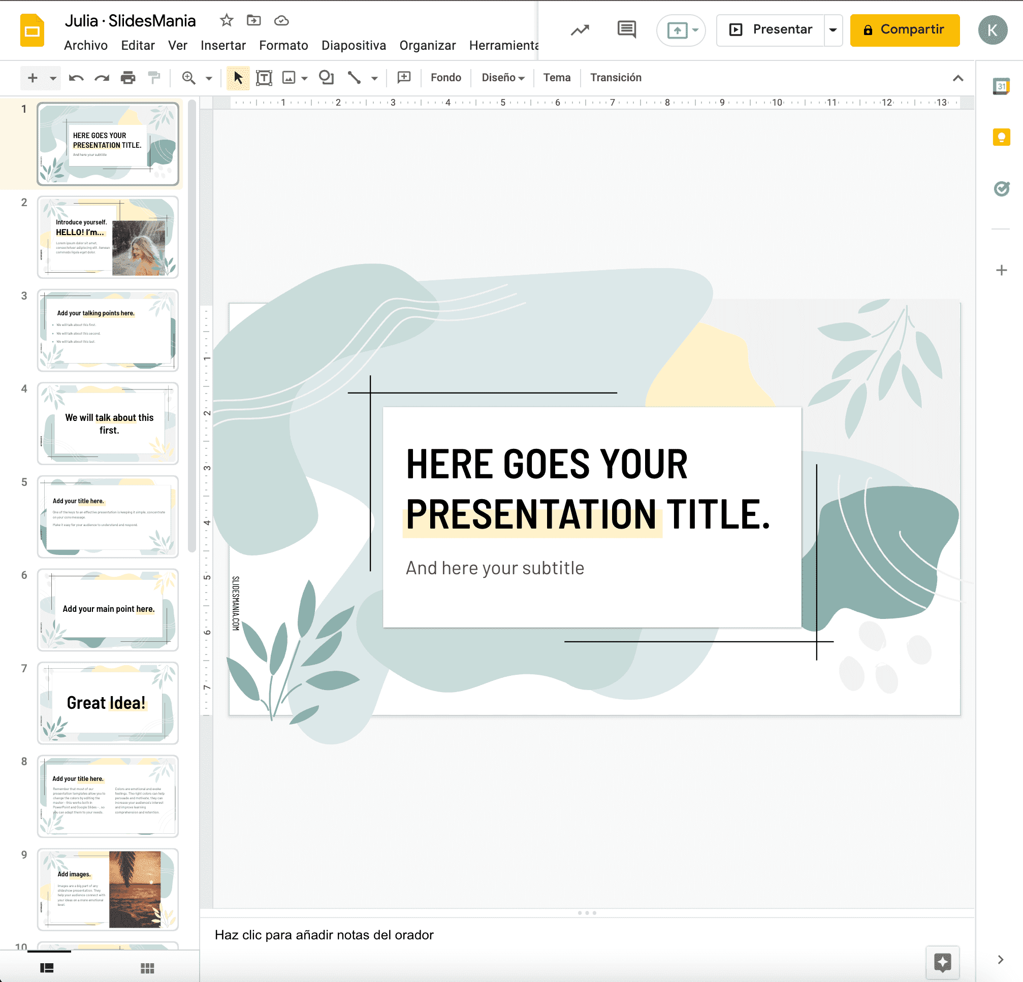 Plantilla de Google Slides gratis: Julia