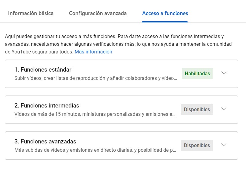 Cómo crear un canal de YouTube: acceso a funciones