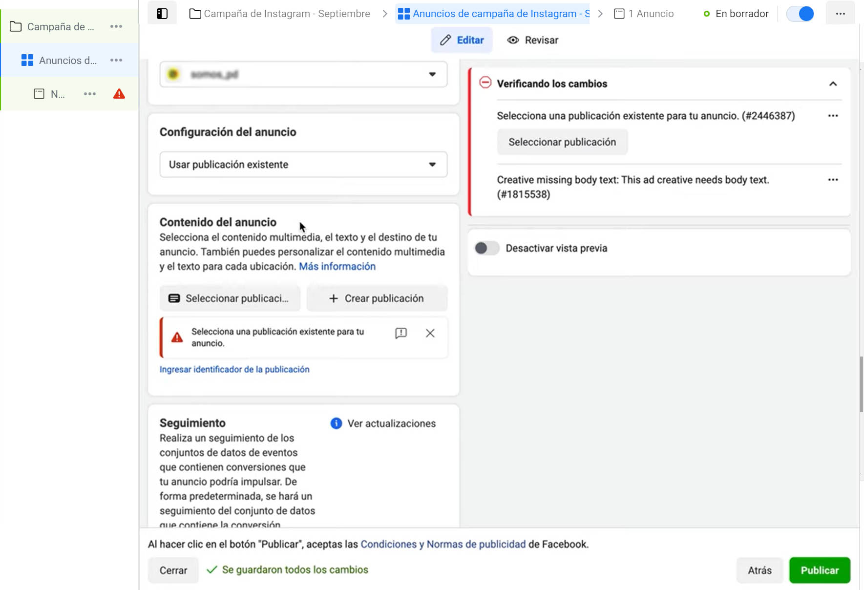 Cómo utilizar el administrador de anuncios de Instagram: edita el anuncio