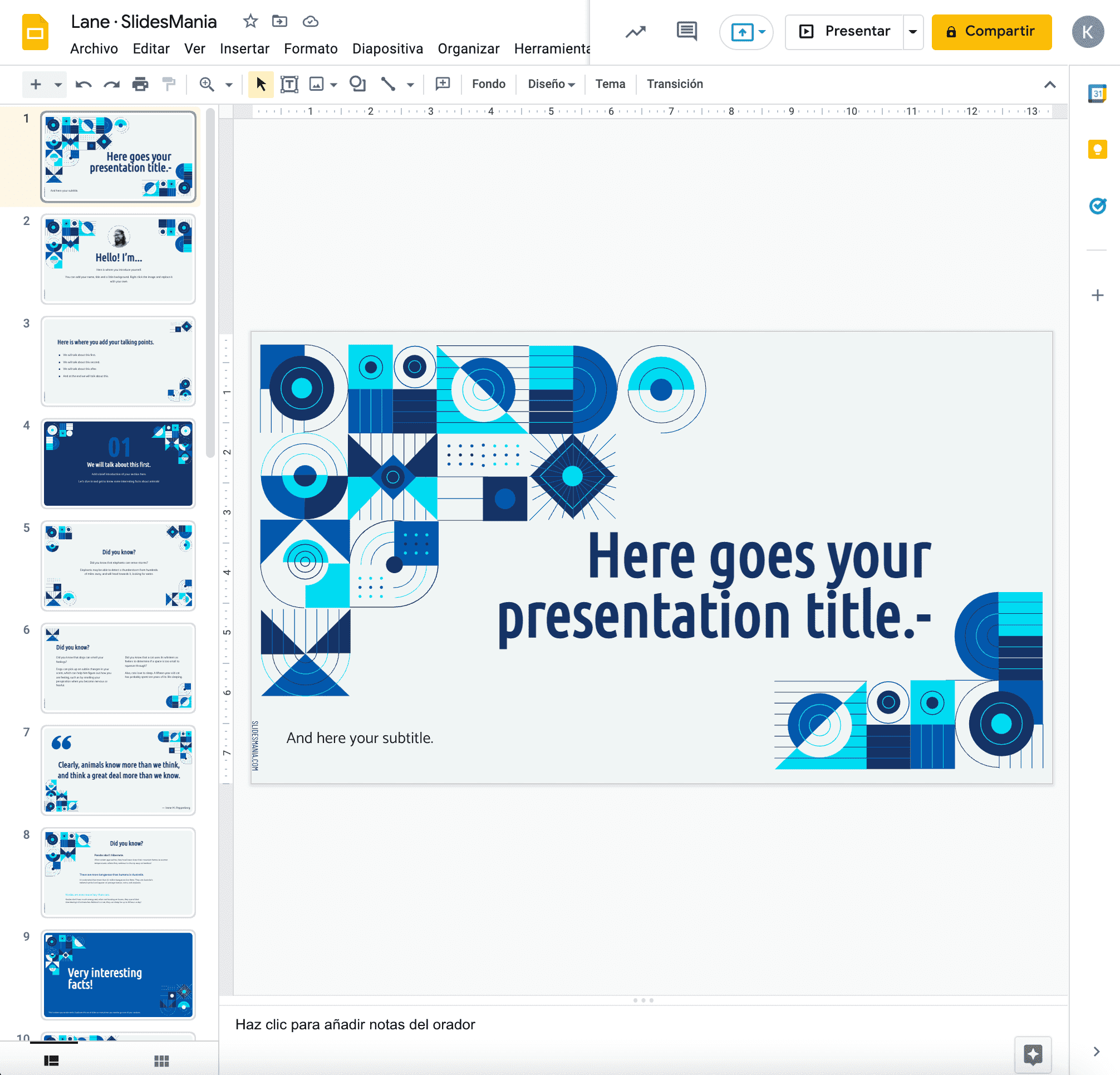 Plantilla de Google Slides gratis: Lane