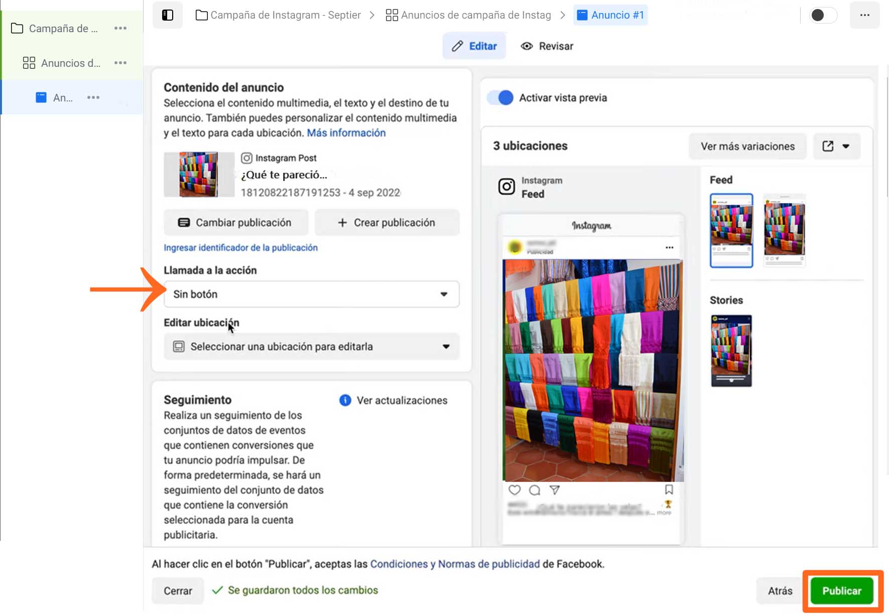 Cómo utilizar el administrador de anuncios de Instagram: publica el anuncio