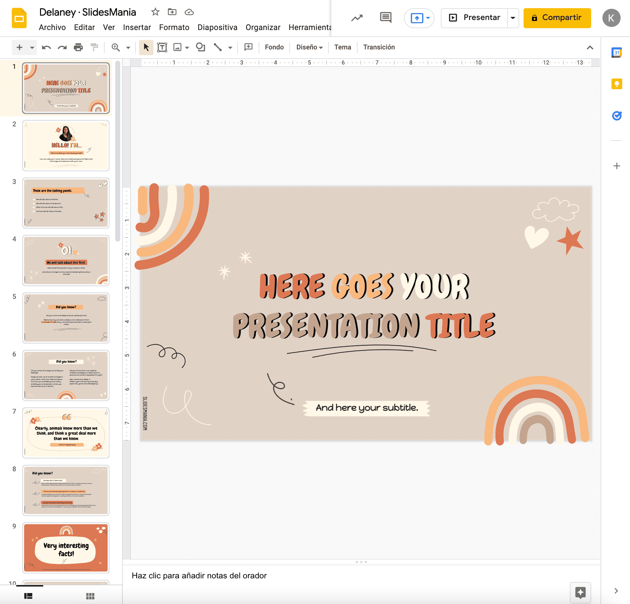 Plantilla de Google Slides gratis: Delaney