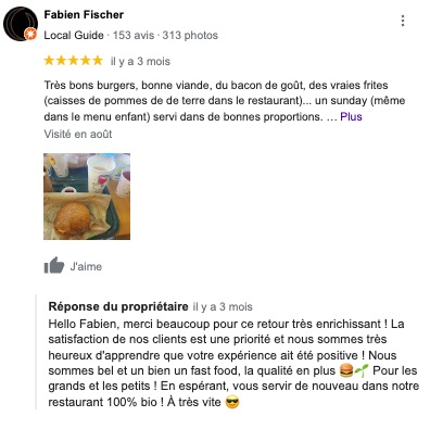 réponse personnalisée avis Google