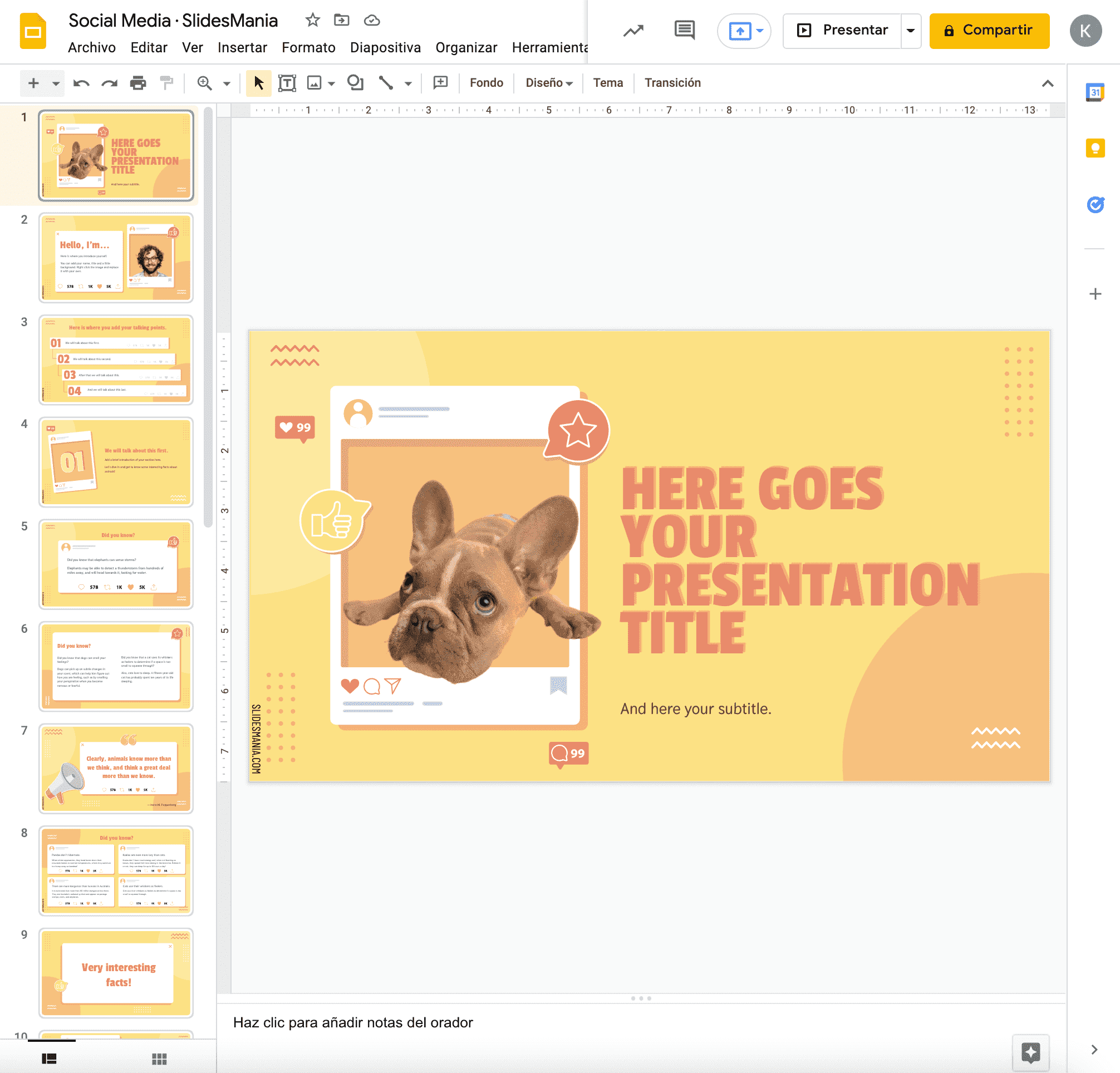 Plantilla de Google Slides gratis: Social media