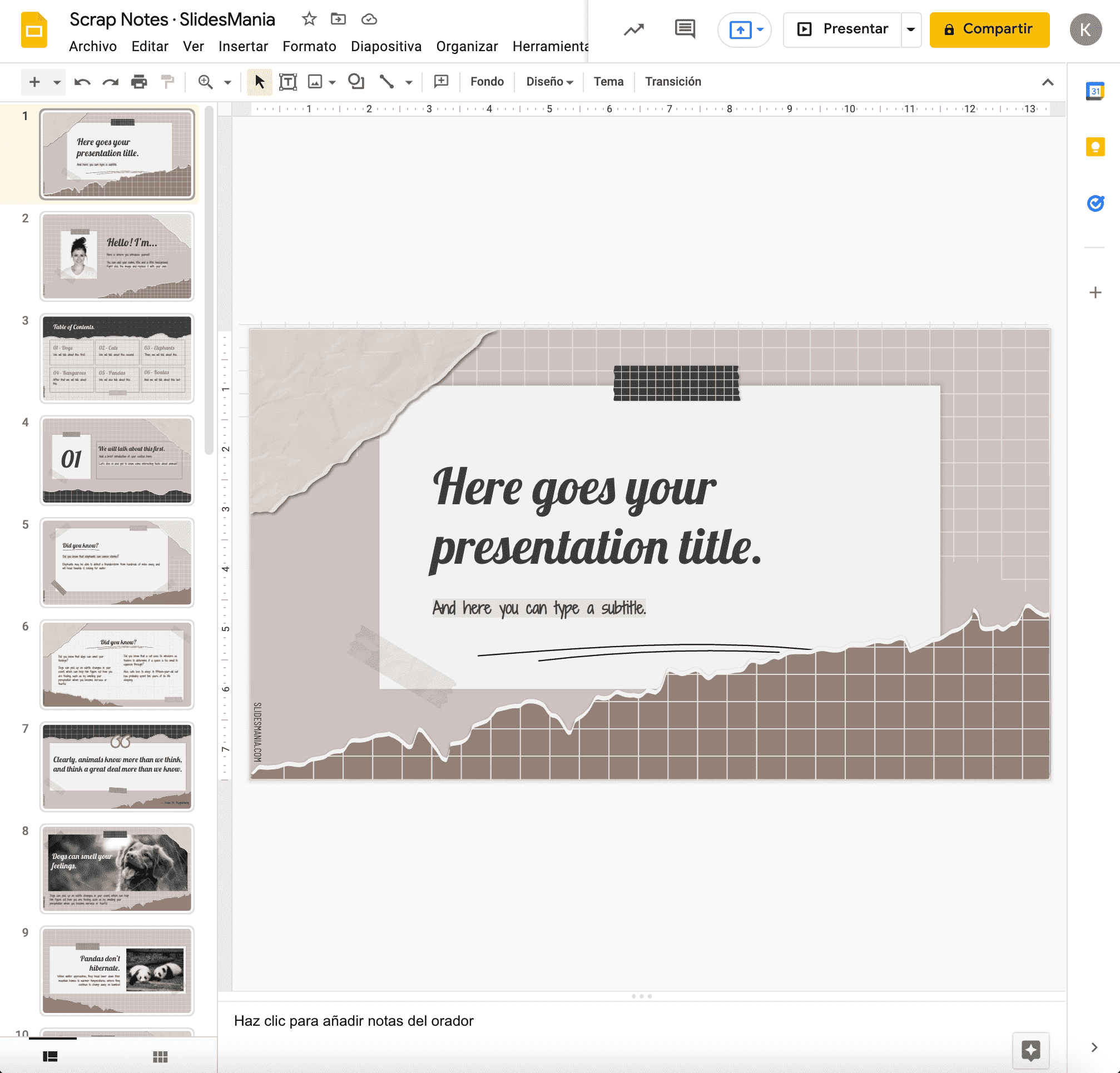 Plantilla de Google Slides: Scrap notes