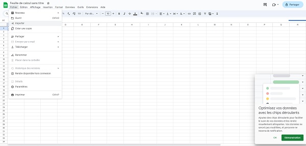 3 - Importer un fichier CSV sur Google Sheet
