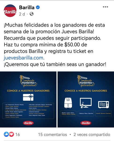 Call to action ejemplos en Facebook