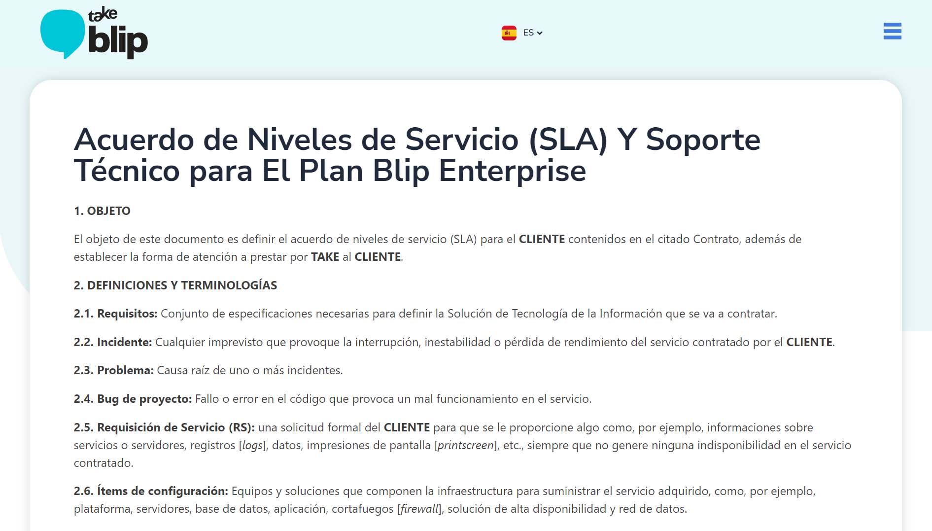 qué es un SLA - ejemplos