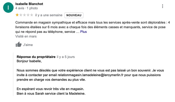 exemple réponse avis négatif