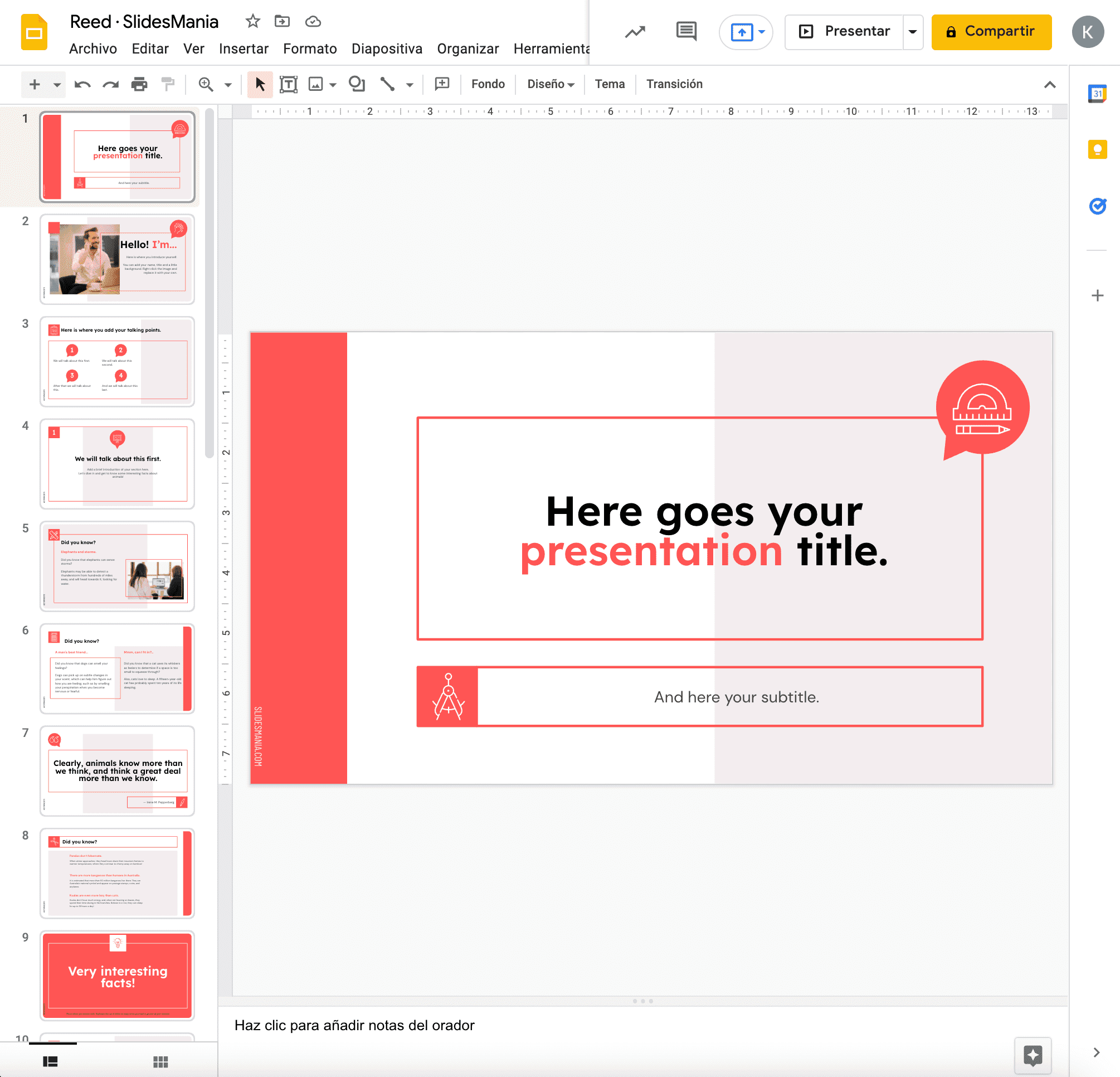 Plantilla de Google Slides gratis: reed