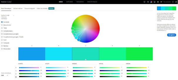 Générateur de palette de couleurs gratuit Adobe Color