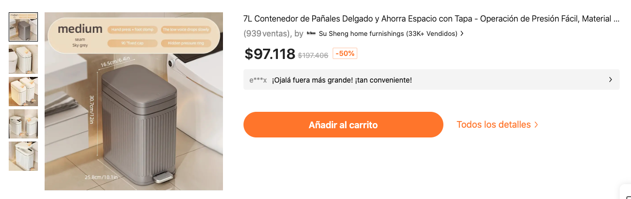 Contenedor de pañales temu