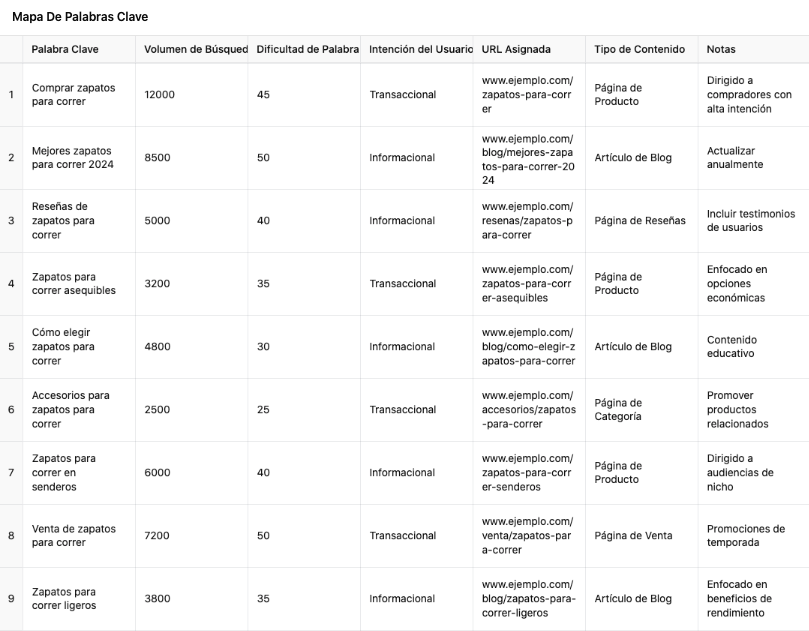 Mapa de palabras claves