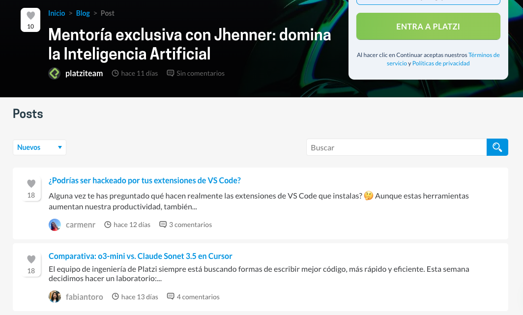 Platzi convirtió sus clases y charlas en contenido de blog