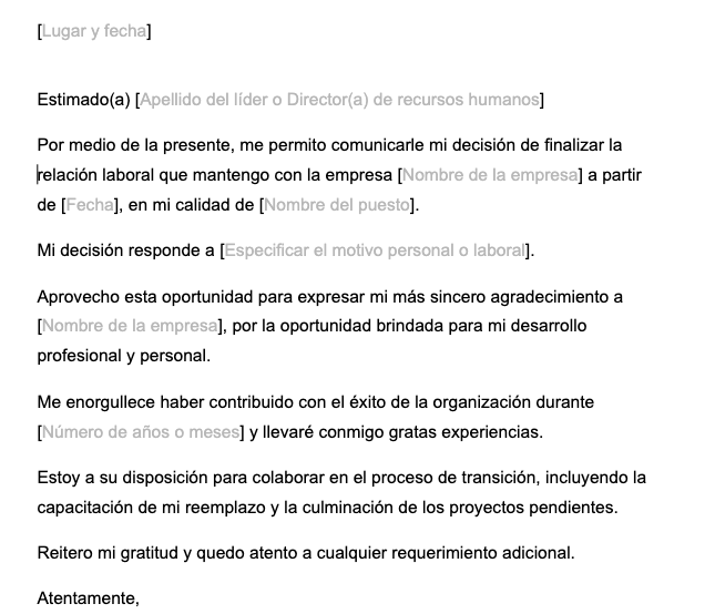 Cómo usar la plantilla de carta de renuncia de HubSpot: llenar espacios