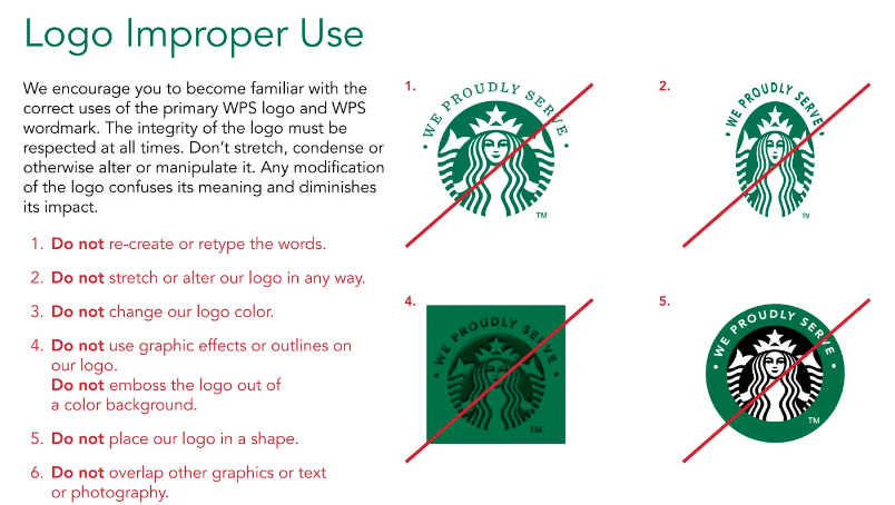 Ejemplos del uso del logo de Starbucks