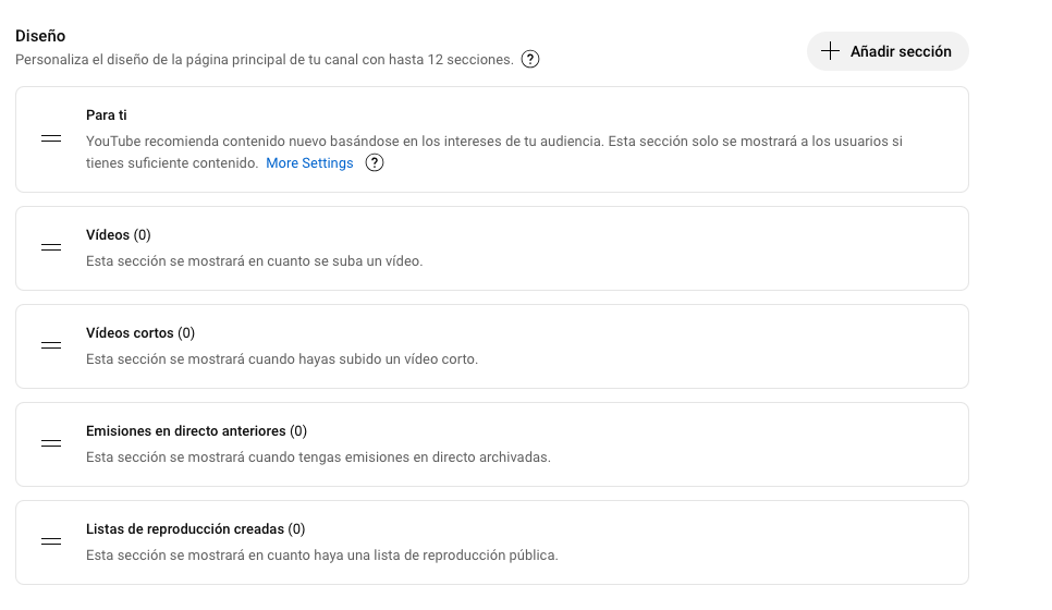 Diseño del canal de Youtube