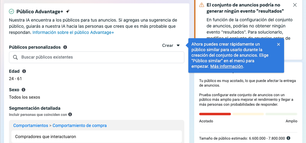 Configuración de anuncio en Facebook Ads