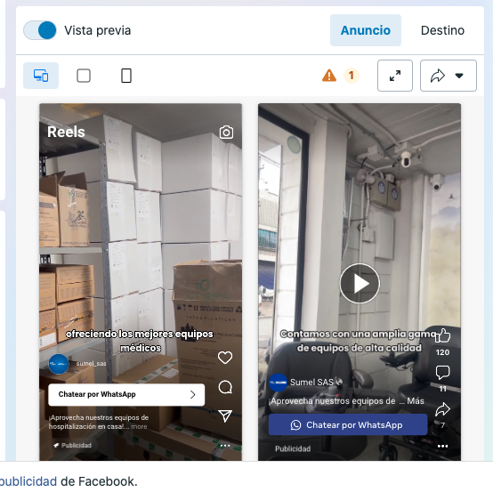 Diseño del anuncio en Facebook ads. Reel, video, post, carrusel, historia
