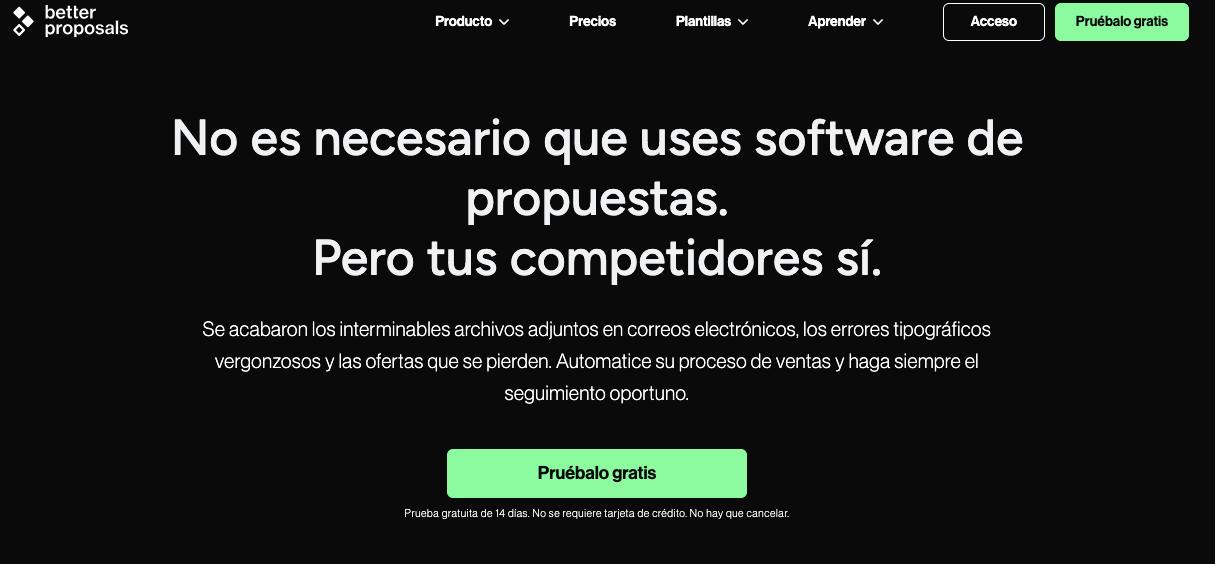 ejemplos de software para cotizaciones de ventas Better Proposals