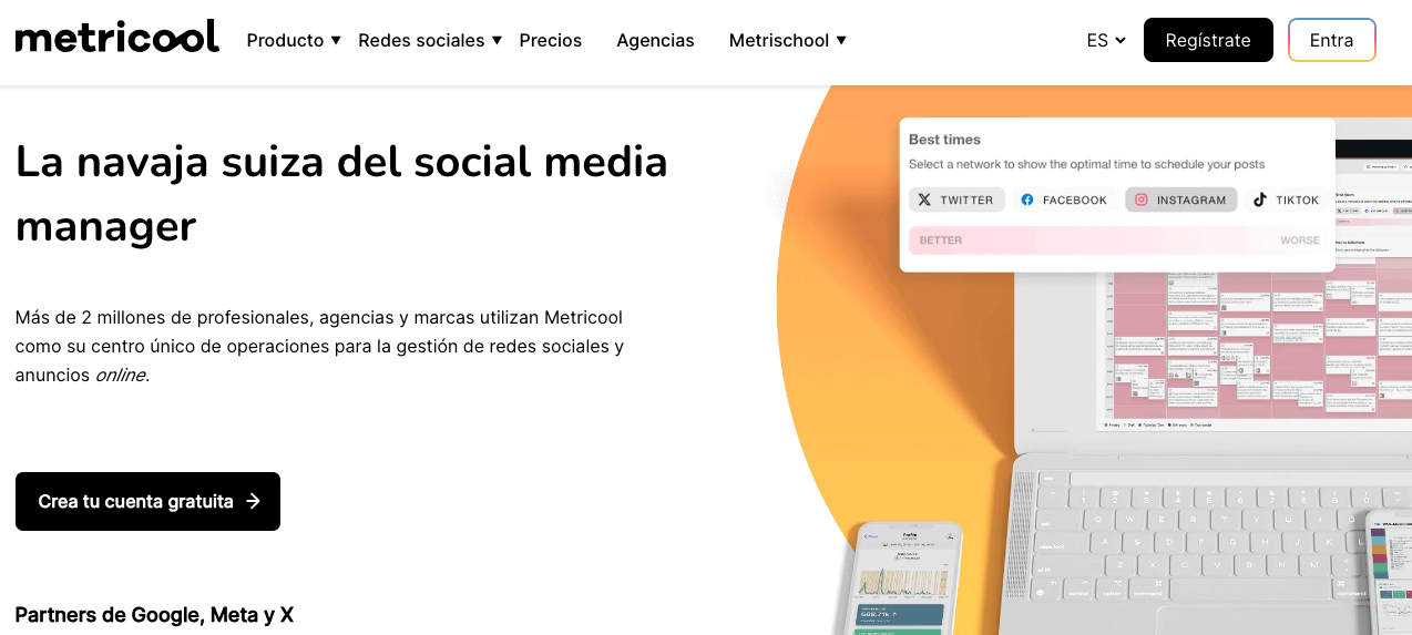Herramientas para programar en redes sociales: metricool