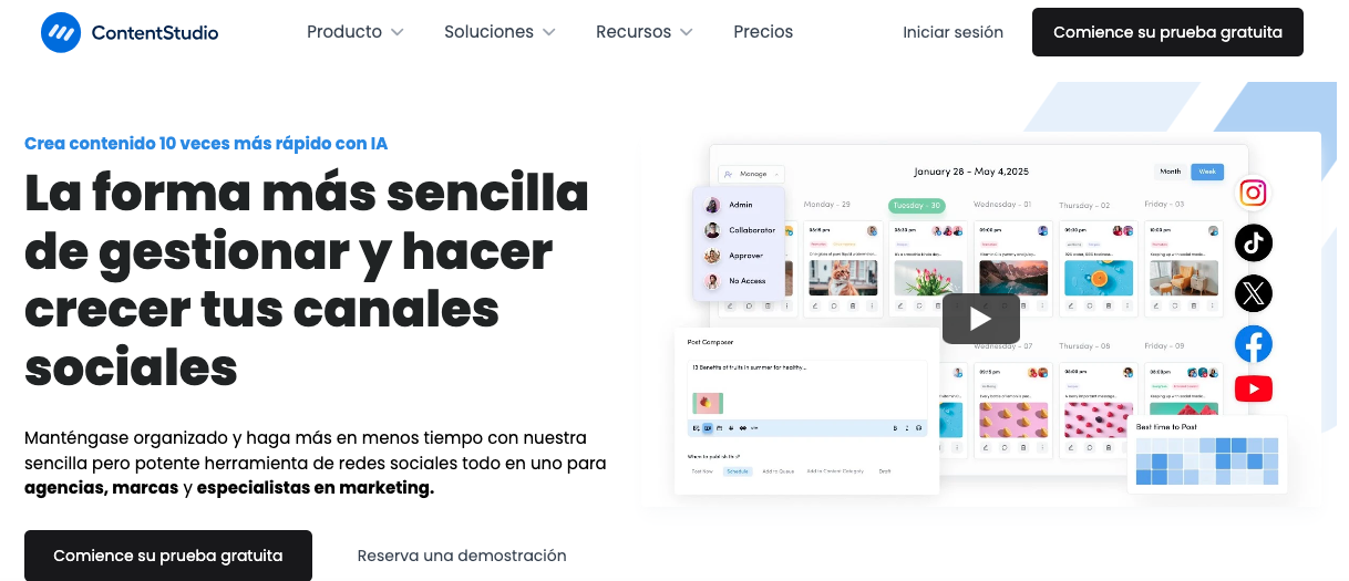 herramienta de programación de redes sociales : contentStudio