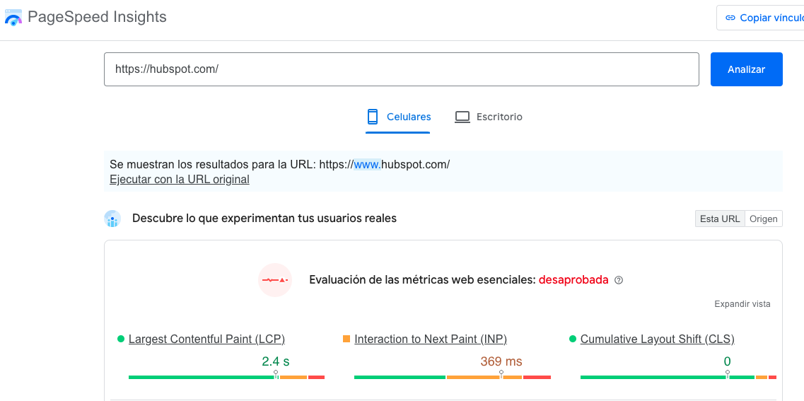 herramienta para estrategia SEO: pageSpeed Insights
