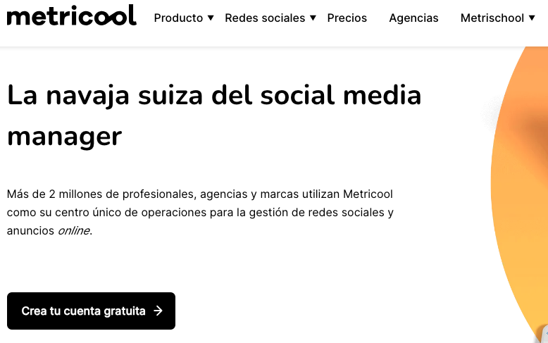 Herramientas de community manager: metricool