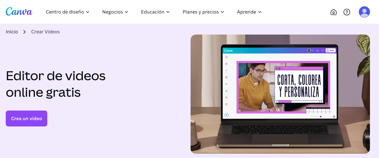 Programas para editar videos online: Canva