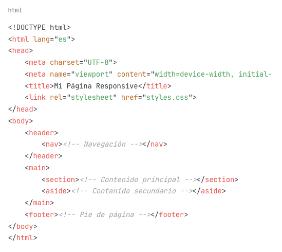 Estructura HTML semántica