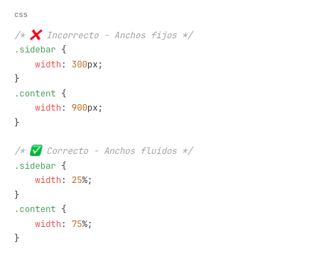 Ejemplo de código para Evitar anchos fijos
