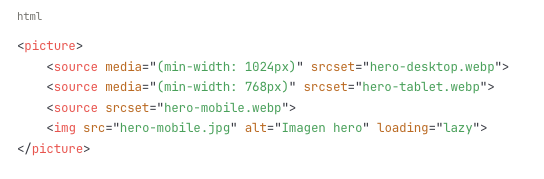 Ejemplo de Elemento picture para diferentes formatos