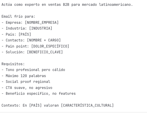 ejemplo de Prompt de Email en frío
