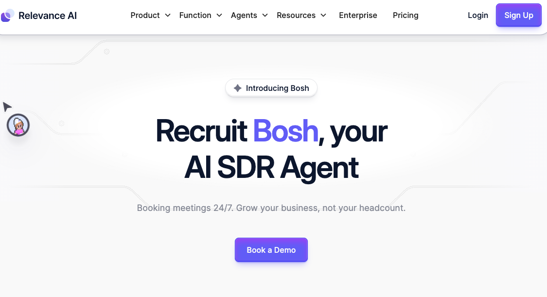 Bosh agente de ventas de IA personalizable de la plataforma no-code de Relevance AI