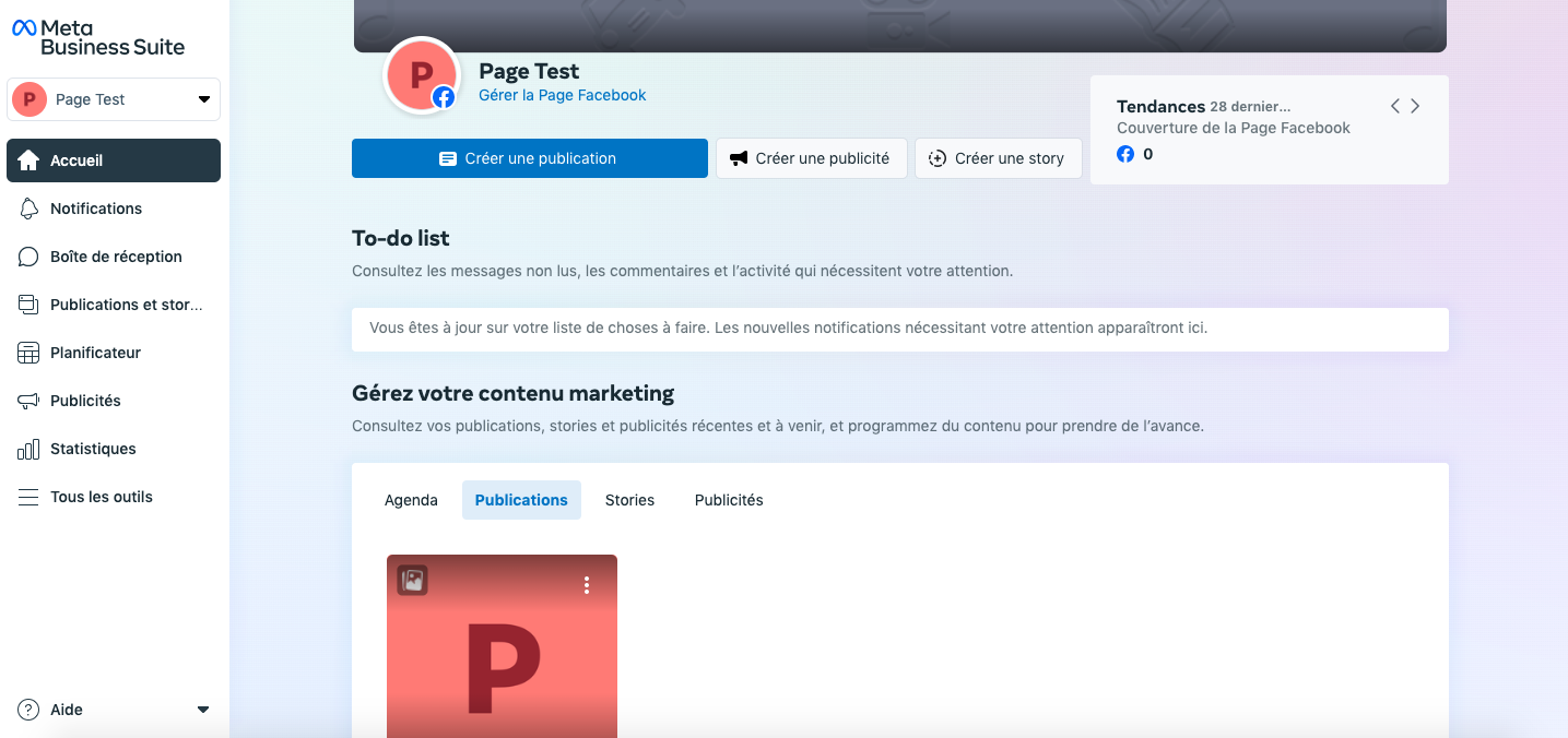 page d'accueil Meta Business Suite pour utiliser Audience Insights