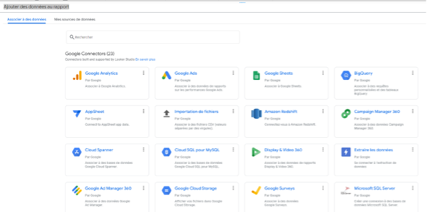 Choisir une source de données graphiques Looker Studio