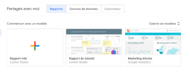 Choisir un modèle de rapport Looker Studio