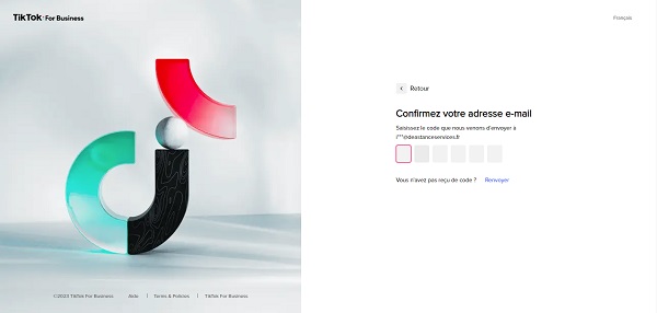 Code de confirmation TikTok for Business