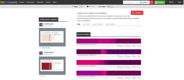 Colourlovers pour créer une palette de couleurs
