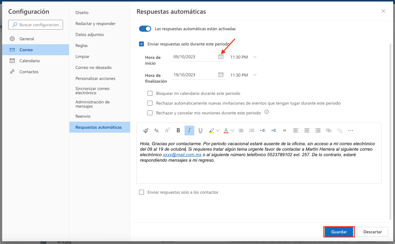 Cómo poner una respuesta automática en Outlook