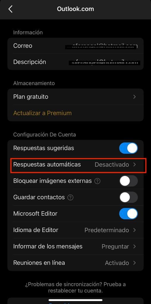Cómo activar una respuesta automática en Outlook en el celular