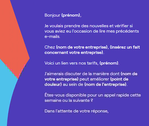 exemple d'Email de relance