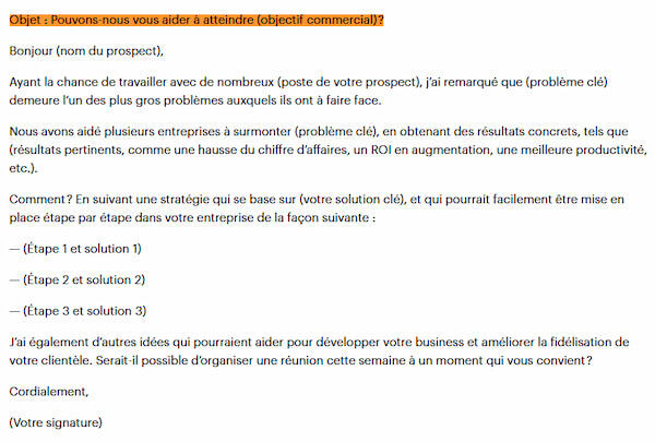 exemple d'email de résolution de problème