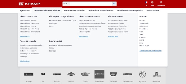 Exemple menu de navigation Kramp