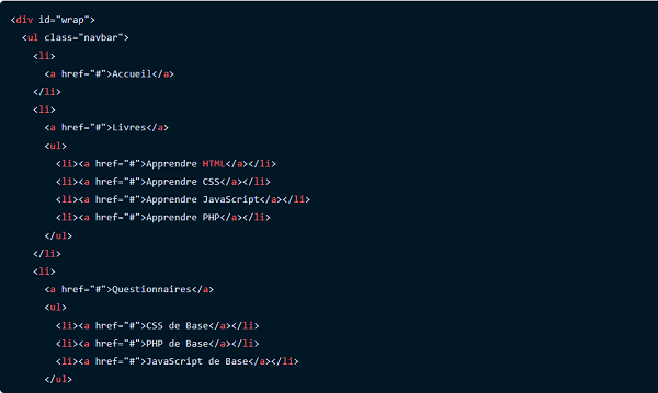 Exemple menu de navigation HTML